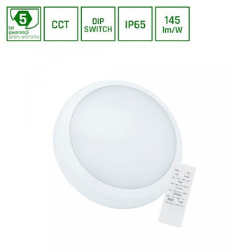 Nymphea City Pro 24/30W - CCT 230V 120° IP65 IK08 Ø320x80mm, Hvid, Rundt, Pendel, Fjernbetjening - Dæmpbar : Ikke dæmpbar